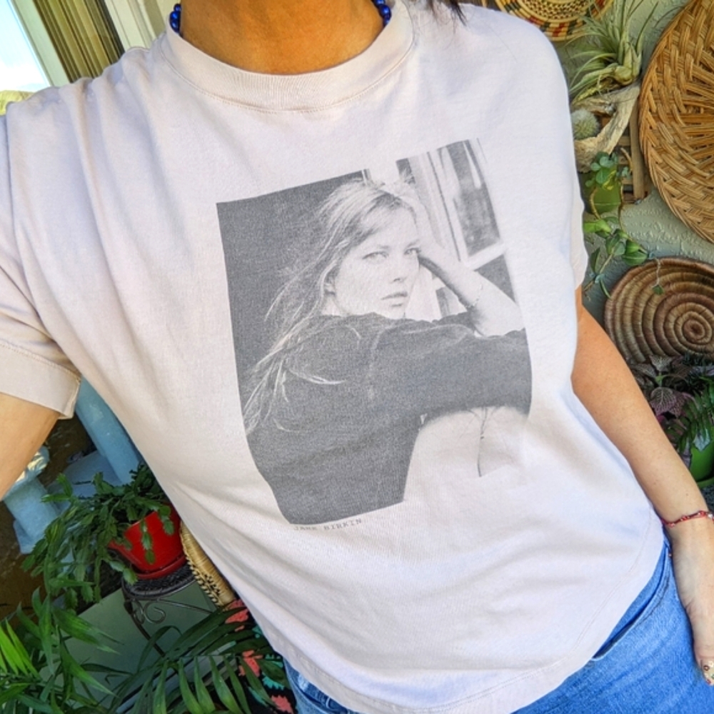 Massimo Dutti X Jane Birkin Small Photograph T-shirt Collaboration Tee Blush